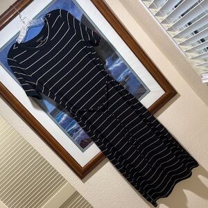 Banana Republic Black and Tan Striped Midi Dress